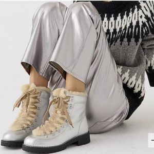 RARE metallic Silver J.Crew Nubuc Leather Nordic Boots New In Box